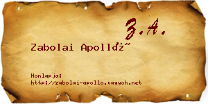 Zabolai Apolló névjegykártya